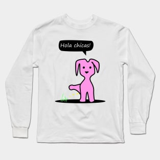 Flirting puppy peeing dog Long Sleeve T-Shirt